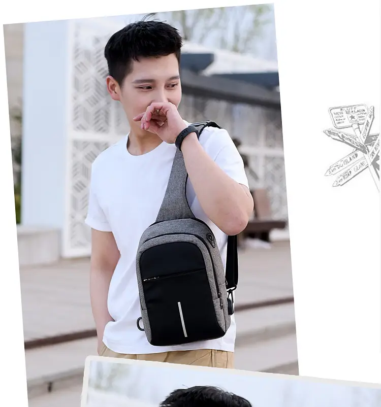 Men's USB Charging Crossbody Backpack Black Waterproof — feature 17