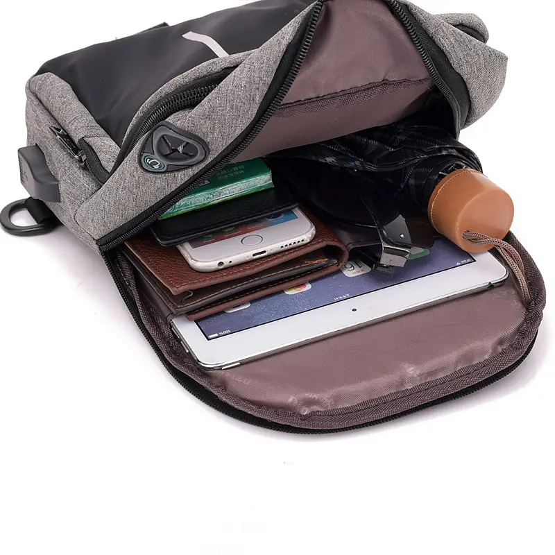 Men's USB Charging Crossbody Backpack Black Waterproof — feature 28