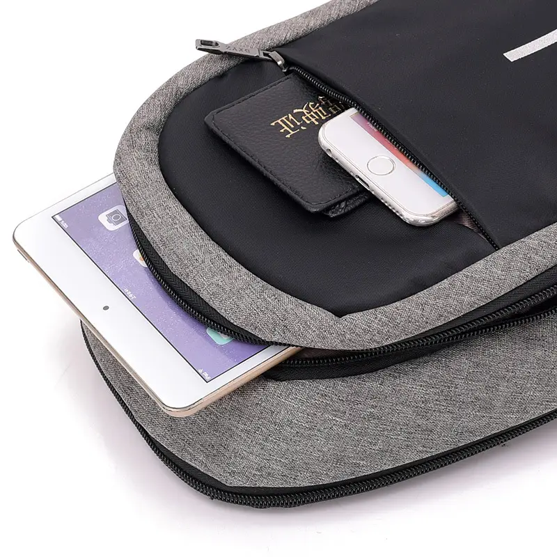 Men's USB Charging Crossbody Backpack Black Waterproof — feature 29