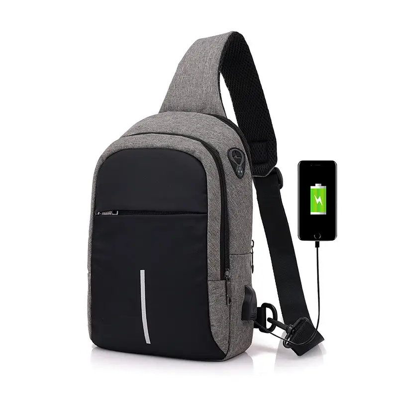 Men's USB Charging Crossbody Backpack Black Waterproof — feature 33