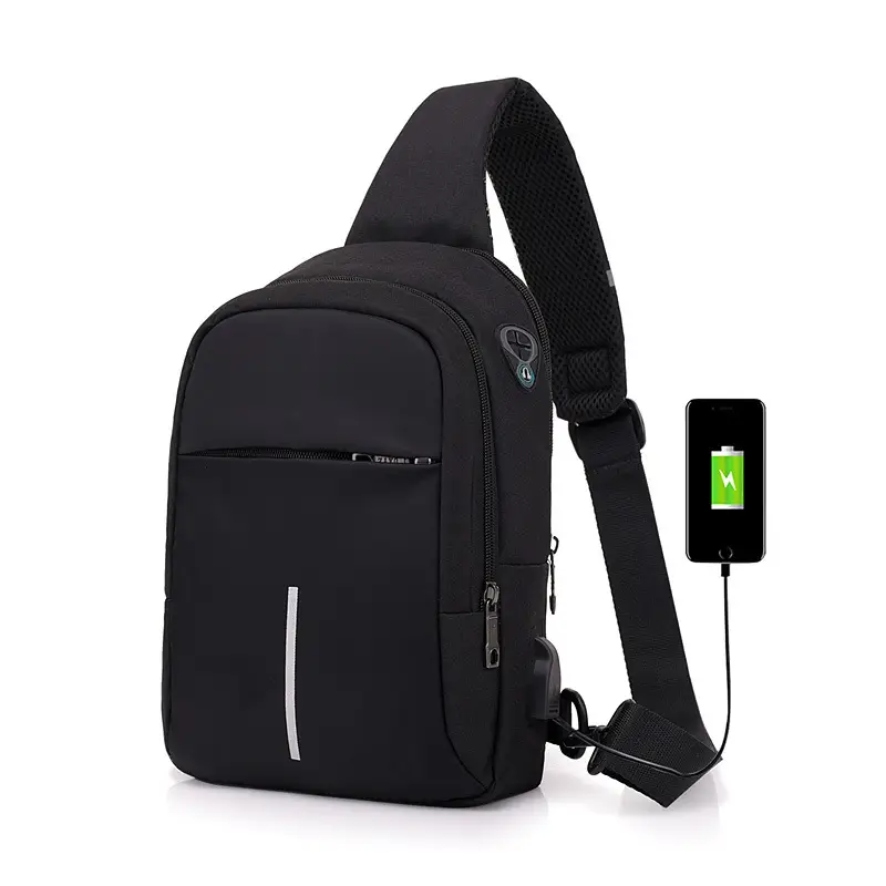 Men's USB Charging Crossbody Backpack Black Waterproof — feature 46