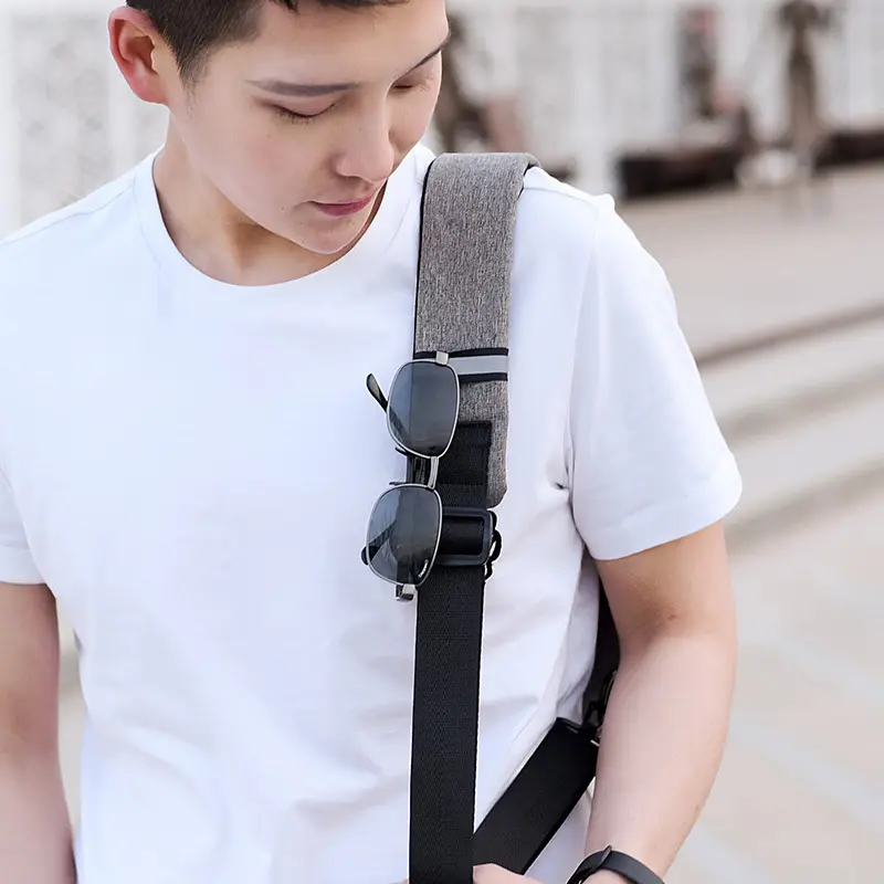 Men's USB Charging Crossbody Backpack Black Waterproof — feature 53
