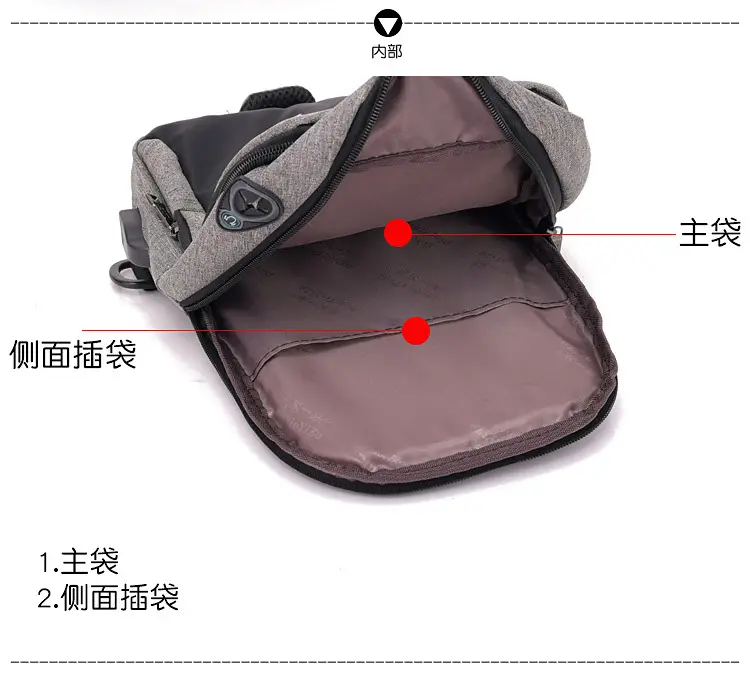 Men's USB Charging Crossbody Backpack Black Waterproof — feature 59