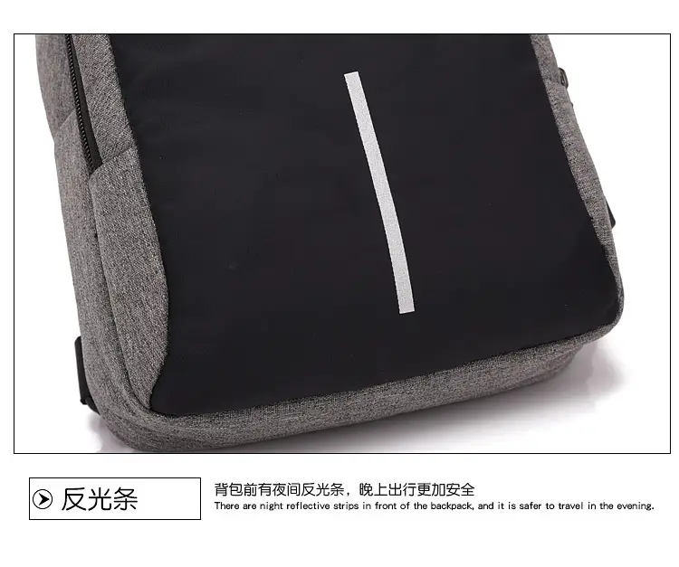 Men's USB Charging Crossbody Backpack Black Waterproof — feature 60
