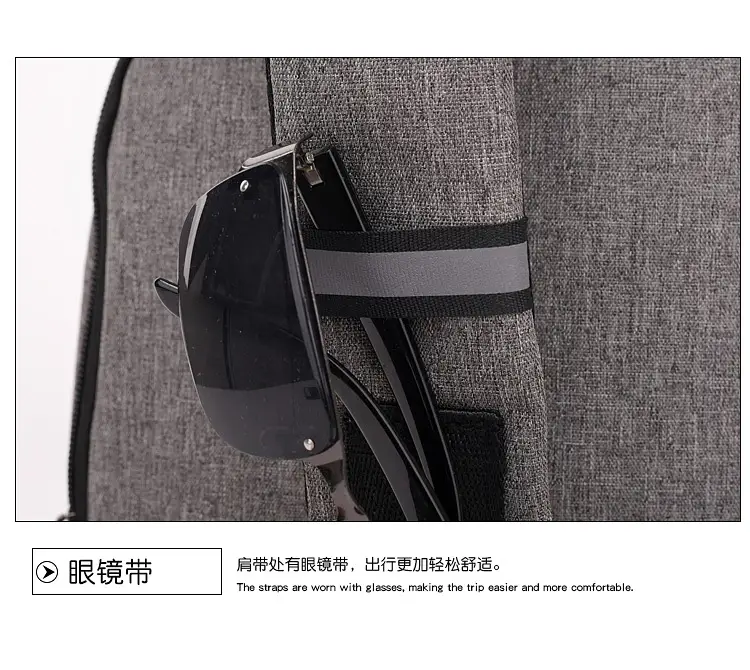 Men's USB Charging Crossbody Backpack Black Waterproof — feature 62