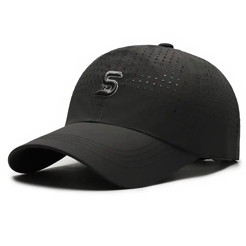 Men's White Perforated Baseball Cap with Logo