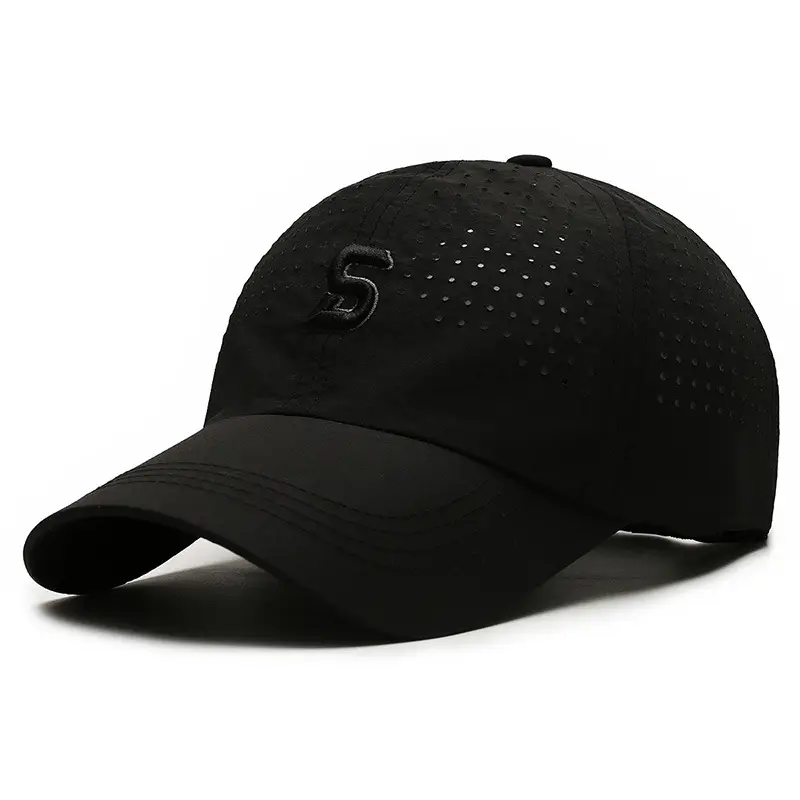 Men's White Perforated Baseball Cap with Logo