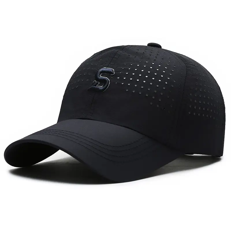 Men's White Perforated Baseball Cap with Logo