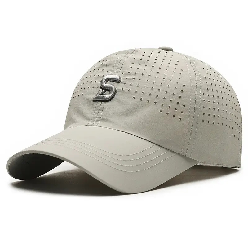 Men's White Perforated Baseball Cap with Logo
