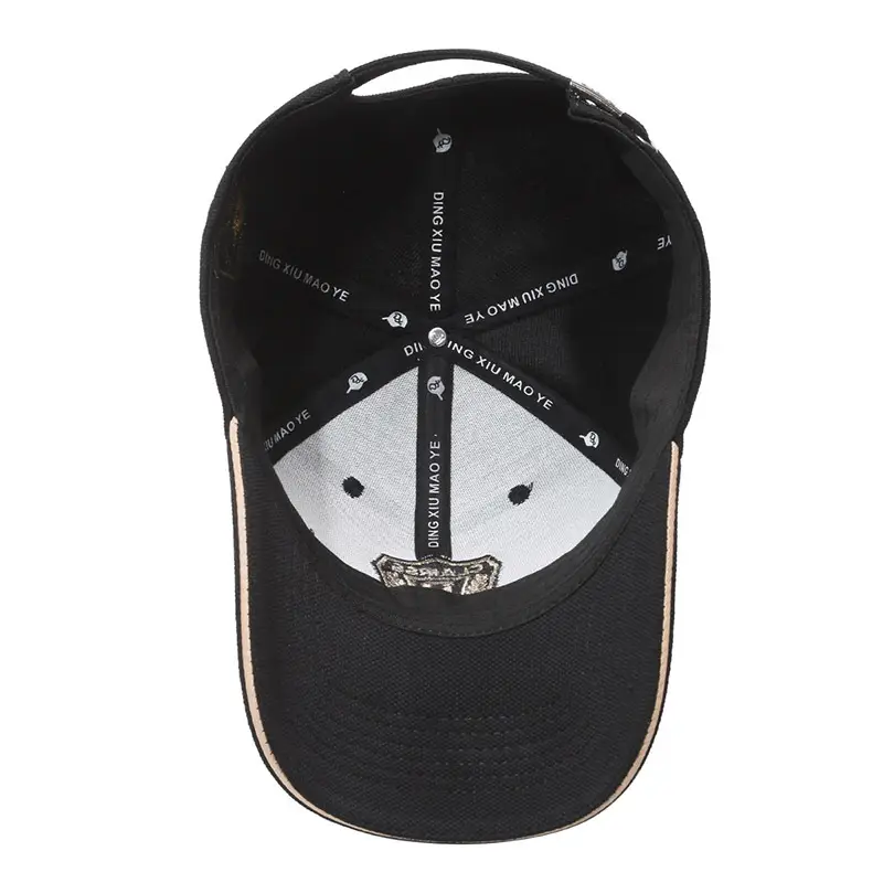 Black Embroidered Baseball Cap for Men with Brand Logo - Image 10
