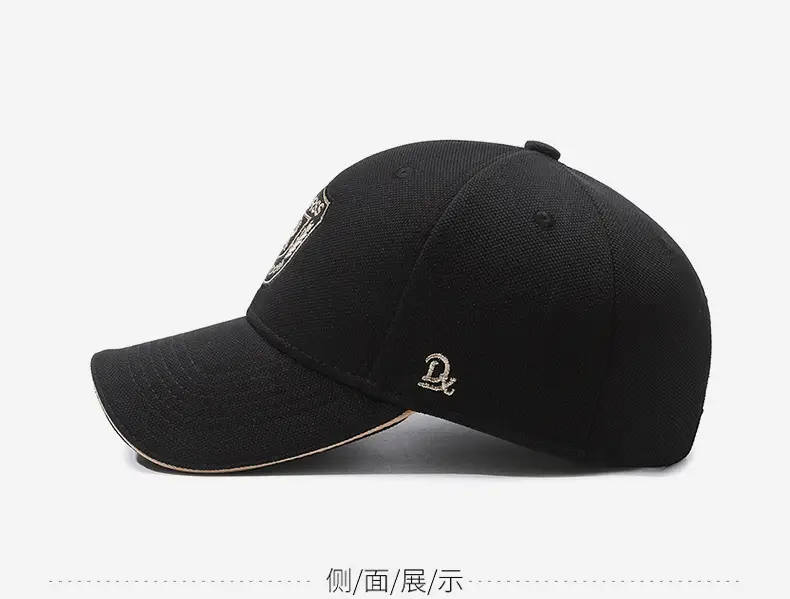 Black Embroidered Baseball Cap for Men with Brand Logo — feature 10