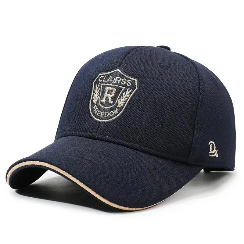 Black Embroidered Baseball Cap for Men with Brand Logo - Image 6