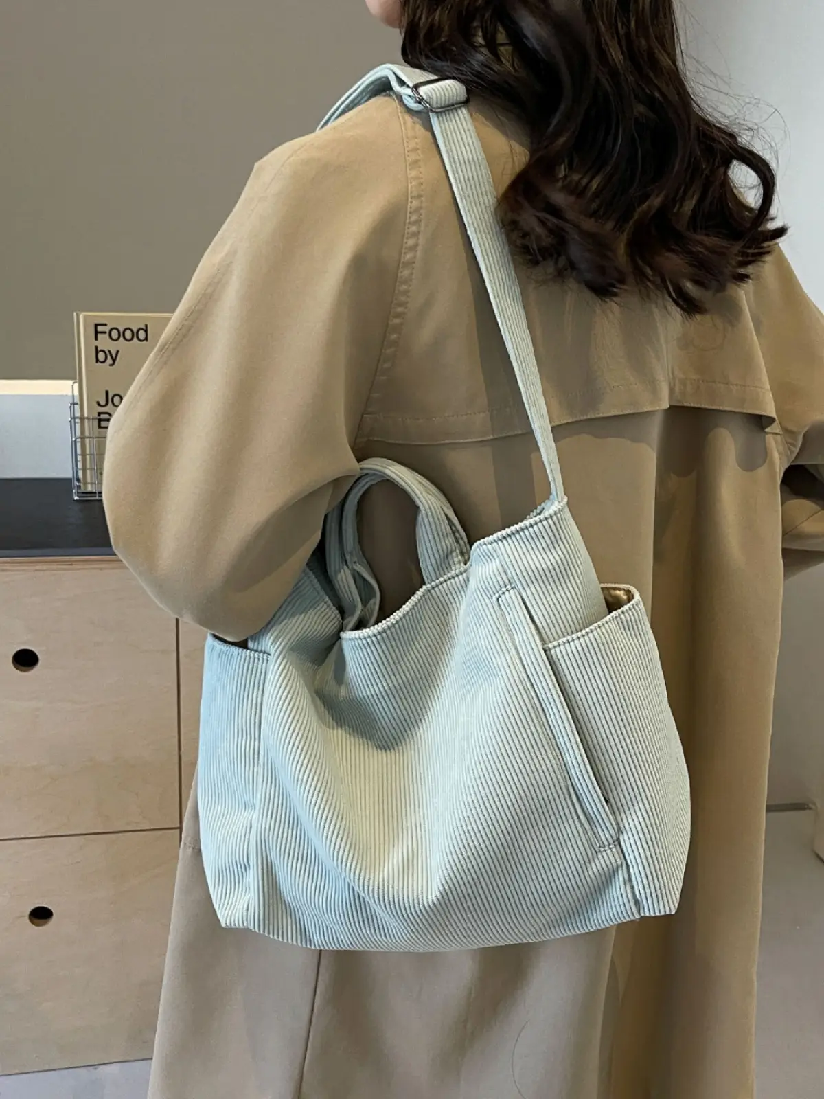 Korean Style Corduroy Shoulder Bag for Commute - Image 9