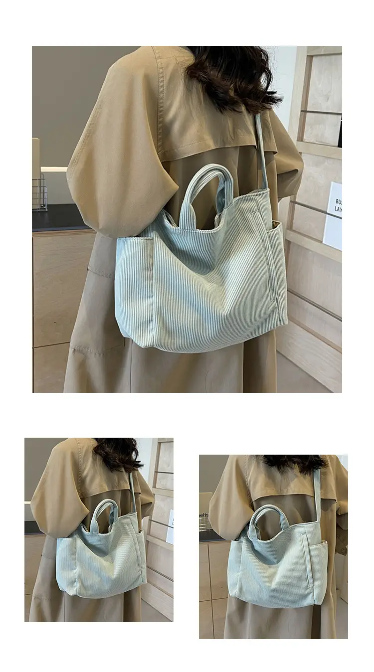 Korean Style Corduroy Shoulder Bag for Commute — feature 10