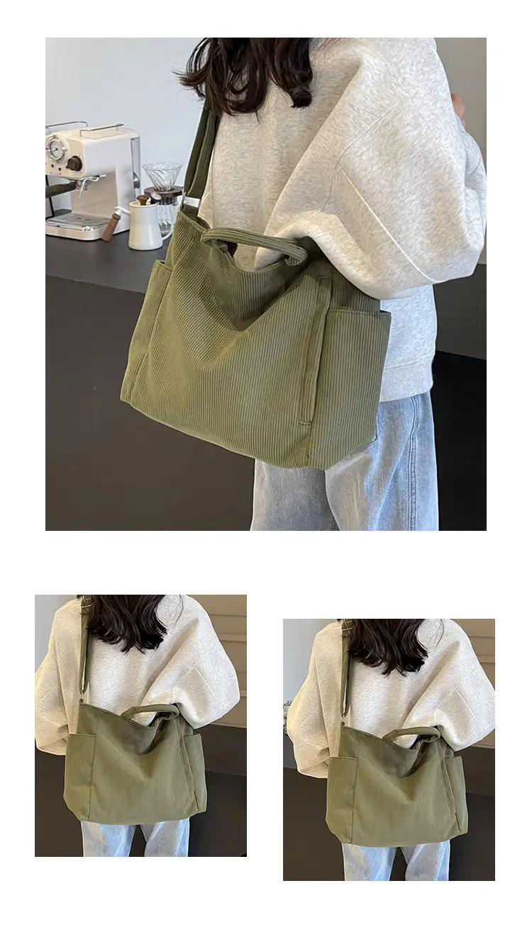 Korean Style Corduroy Shoulder Bag for Commute — feature 11