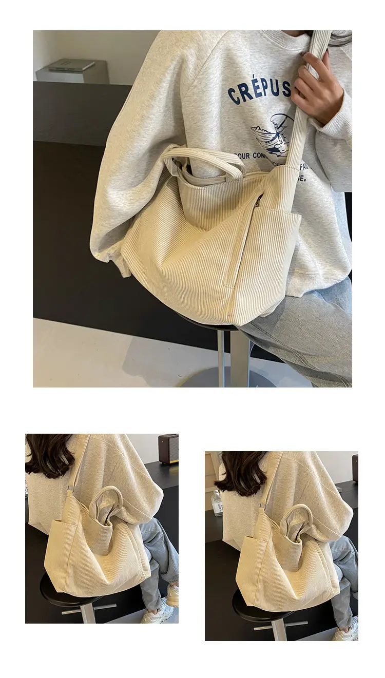 Korean Style Corduroy Shoulder Bag for Commute — feature 12