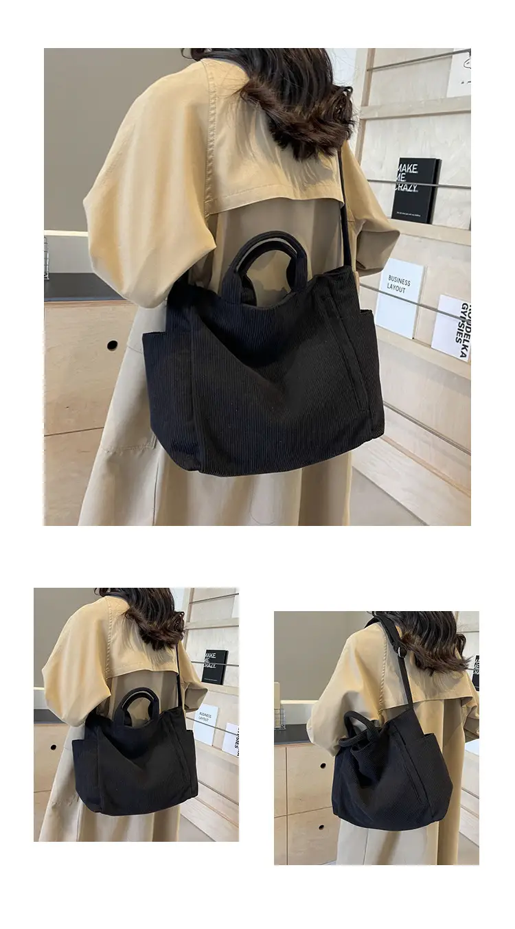Korean Style Corduroy Shoulder Bag for Commute — feature 13