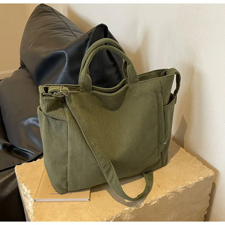 Korean Style Corduroy Shoulder Bag for Commute — feature 16
