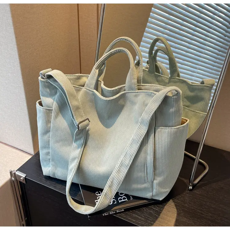 Korean Style Corduroy Shoulder Bag for Commute — feature 17
