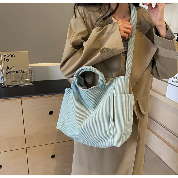 Korean Style Corduroy Shoulder Bag for Commute — feature 19