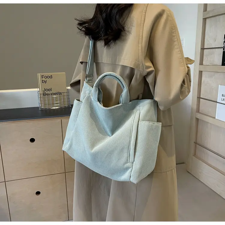 Korean Style Corduroy Shoulder Bag for Commute — feature 20