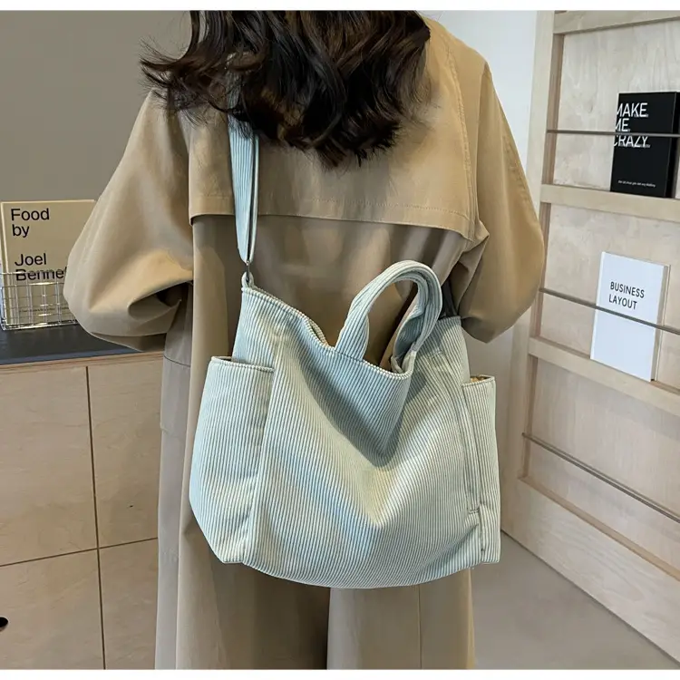 Korean Style Corduroy Shoulder Bag for Commute — feature 21