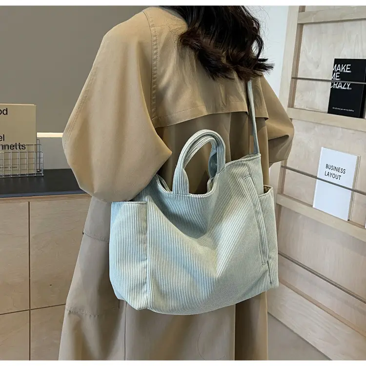 Korean Style Corduroy Shoulder Bag for Commute — feature 23