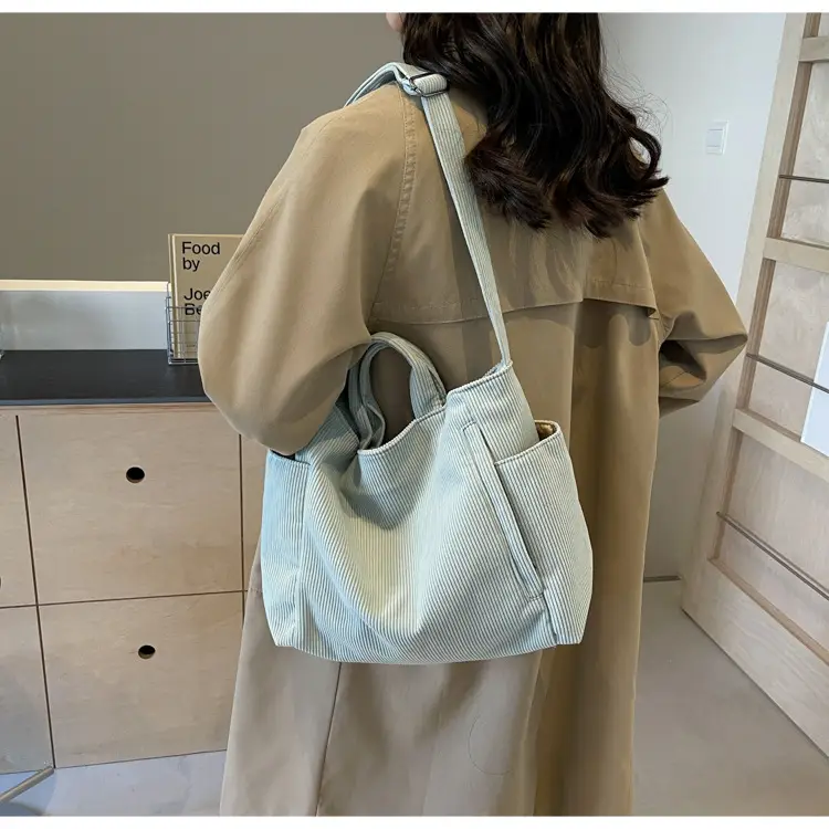 Korean Style Corduroy Shoulder Bag for Commute — feature 25