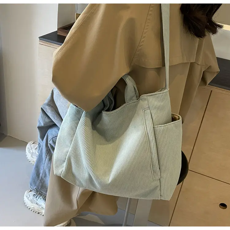 Korean Style Corduroy Shoulder Bag for Commute — feature 26
