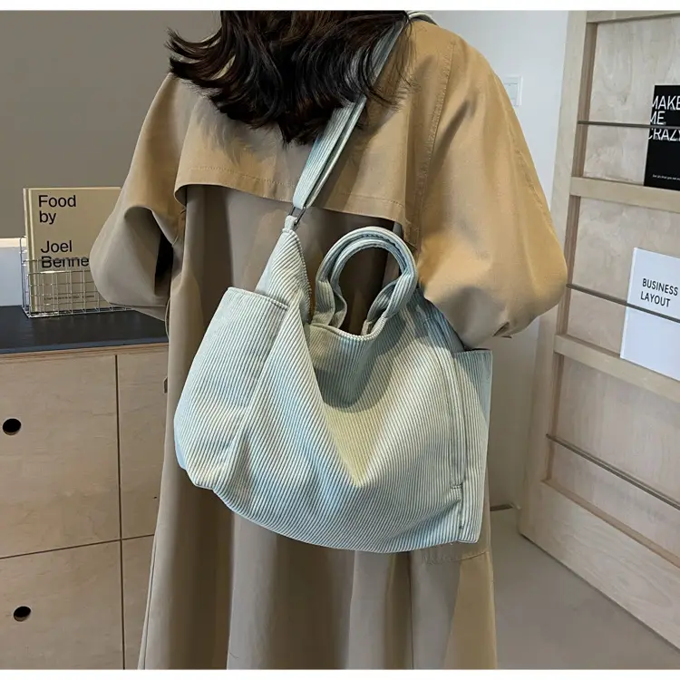 Korean Style Corduroy Shoulder Bag for Commute — feature 27
