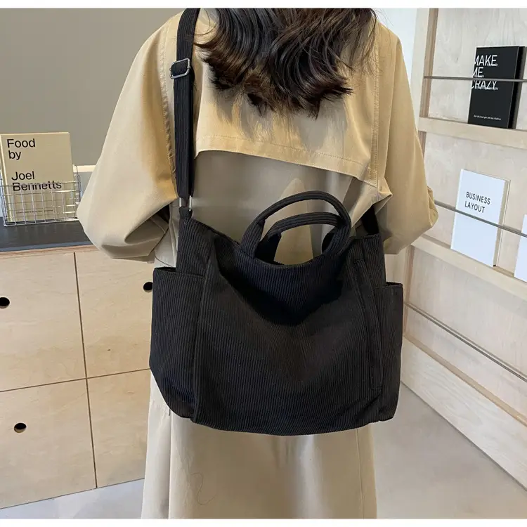 Korean Style Corduroy Shoulder Bag for Commute — feature 32