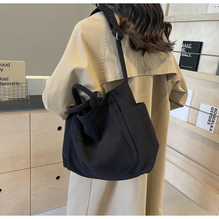 Korean Style Corduroy Shoulder Bag for Commute — feature 34