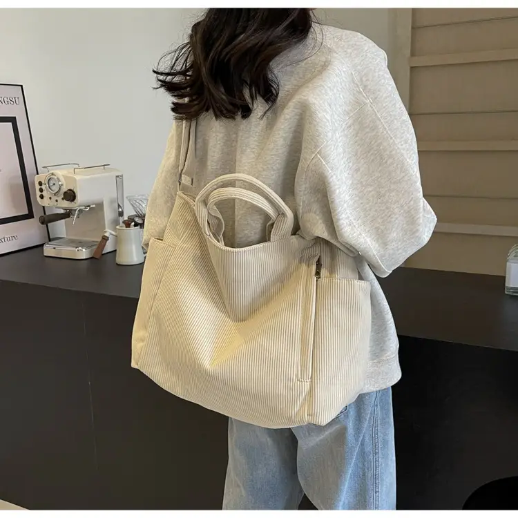 Korean Style Corduroy Shoulder Bag for Commute — feature 38