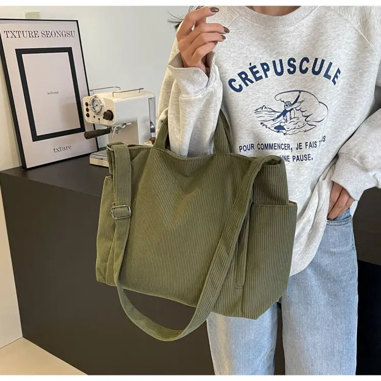 Korean Style Corduroy Shoulder Bag for Commute — feature 44