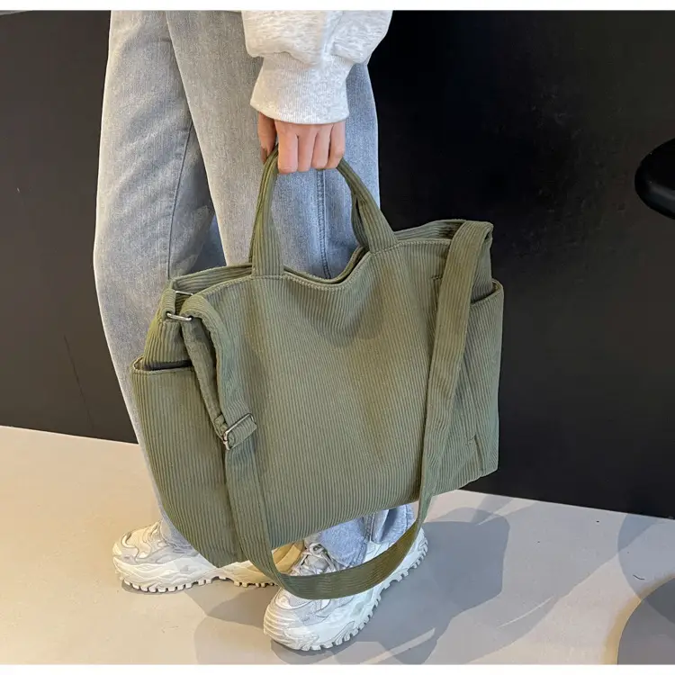 Korean Style Corduroy Shoulder Bag for Commute — feature 45