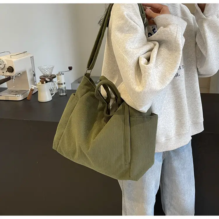 Korean Style Corduroy Shoulder Bag for Commute — feature 48