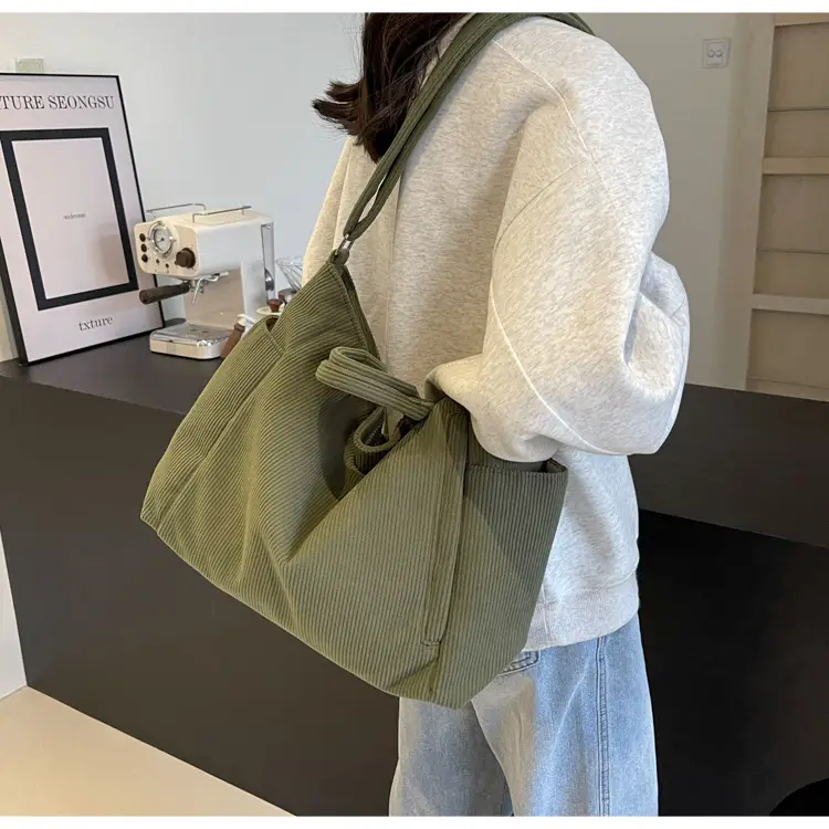 Korean Style Corduroy Shoulder Bag for Commute — feature 49