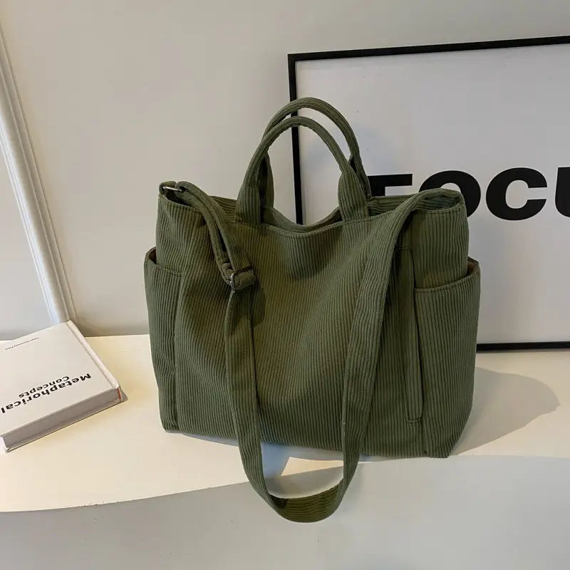 Korean Style Corduroy Shoulder Bag for Commute - Image 2