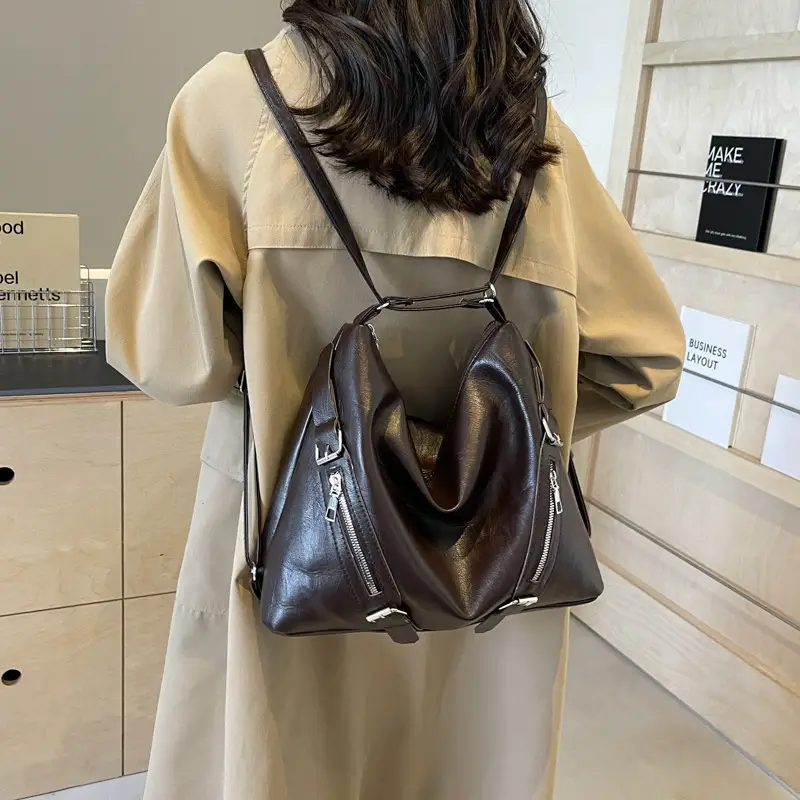 Women Retro Solid Color Shoulder Crossbody Tote Bag 2024 - Image 7