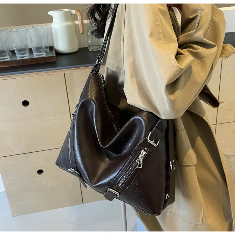 Women Retro Solid Color Shoulder Crossbody Tote Bag 2024 — feature 10