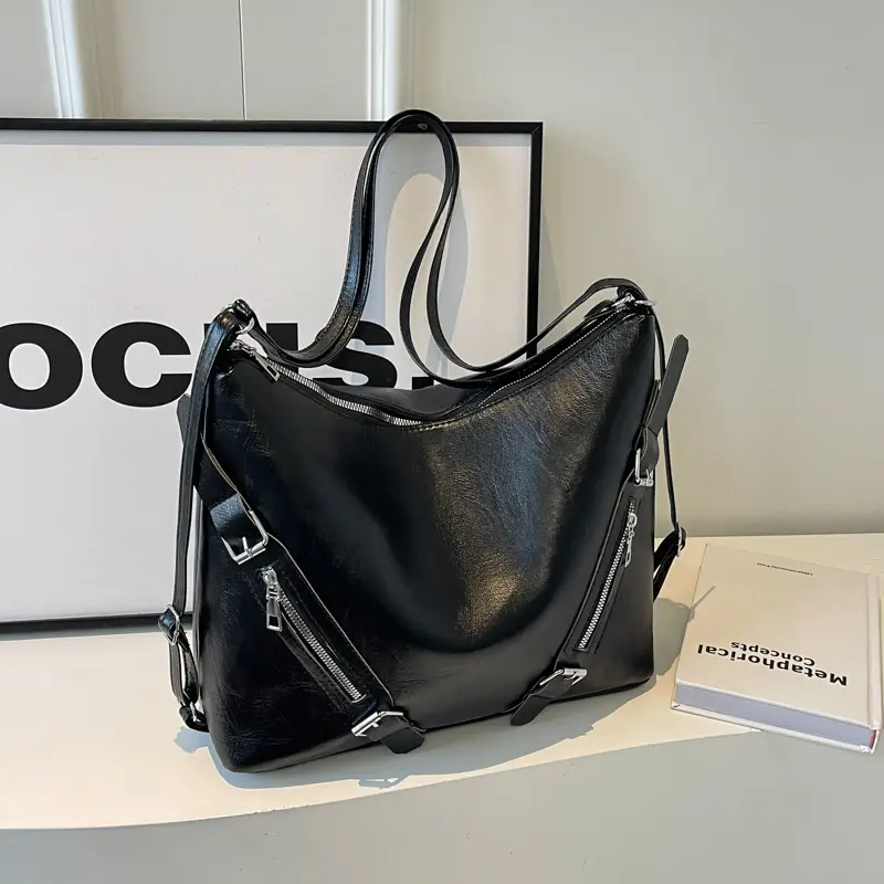 Women Retro Solid Color Shoulder Crossbody Tote Bag 2024 - Image 3