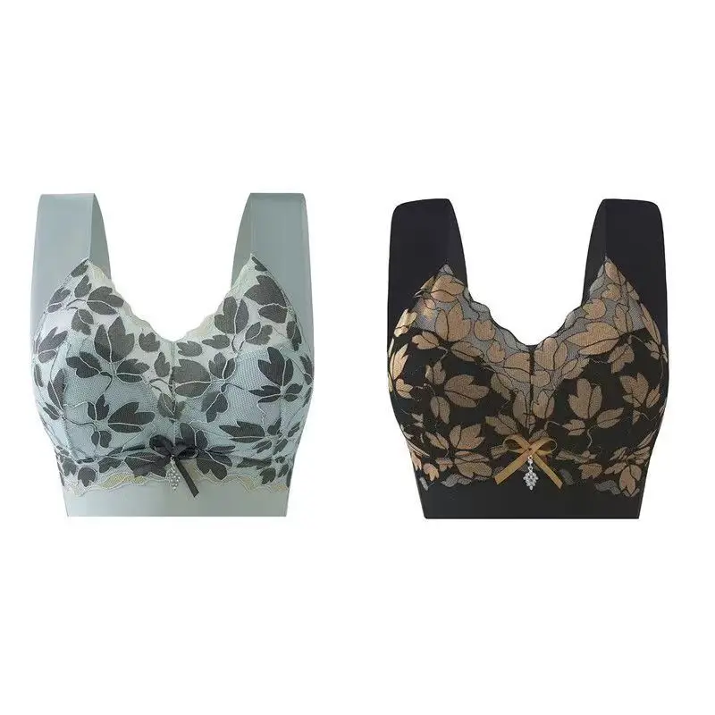Meijia Tingmei Vest-Style Underwear, Integrated Bra with Side Support, Seamless Fixed Cup Bra Pads, Push-Up Full Cup