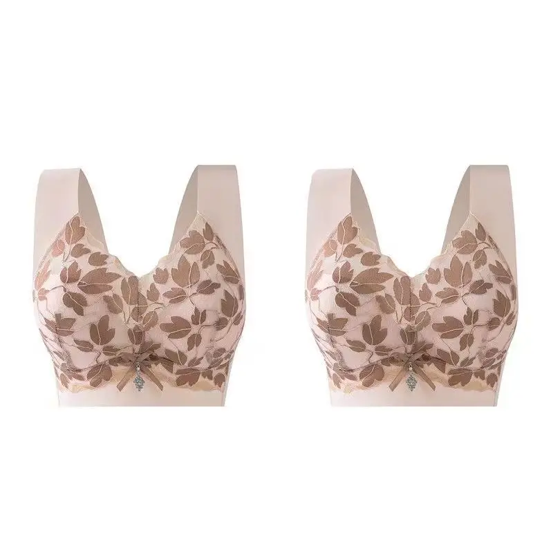 Meijia Tingmei Vest-Style Underwear, Integrated Bra with Side Support, Seamless Fixed Cup Bra Pads, Push-Up Full Cup