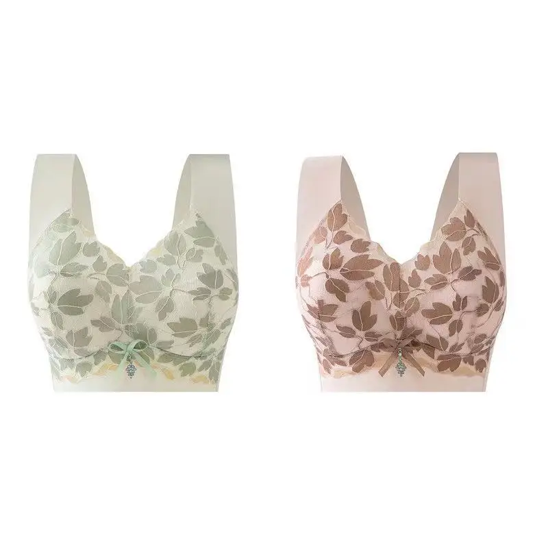 Meijia Tingmei Vest-Style Underwear, Integrated Bra with Side Support, Seamless Fixed Cup Bra Pads, Push-Up Full Cup