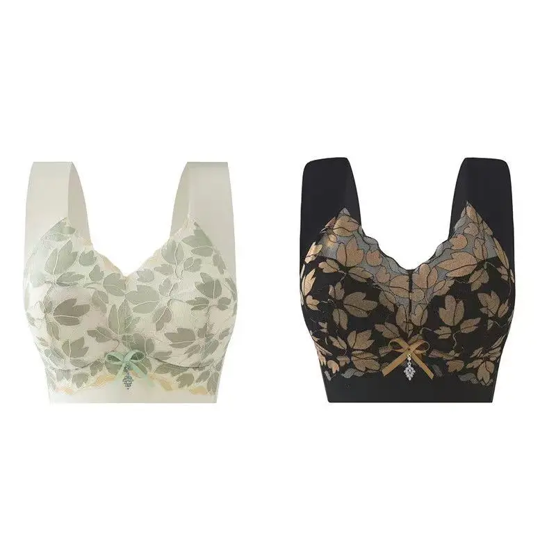 Meijia Tingmei Vest-Style Underwear, Integrated Bra with Side Support, Seamless Fixed Cup Bra Pads, Push-Up Full Cup