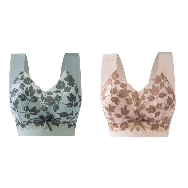 Meijia Tingmei Vest-Style Underwear, Integrated Bra with Side Support, Seamless Fixed Cup Bra Pads, Push-Up Full Cup