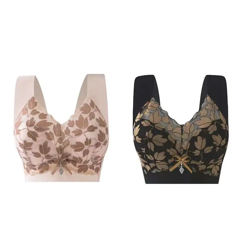 Meijia Tingmei Vest-Style Underwear, Integrated Bra with Side Support, Seamless Fixed Cup Bra Pads, Push-Up Full Cup