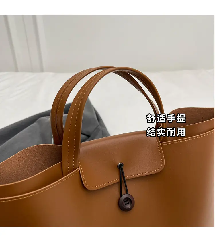 Meilade Women's 2-Piece Tan Leather Tote Bag Set — feature 14