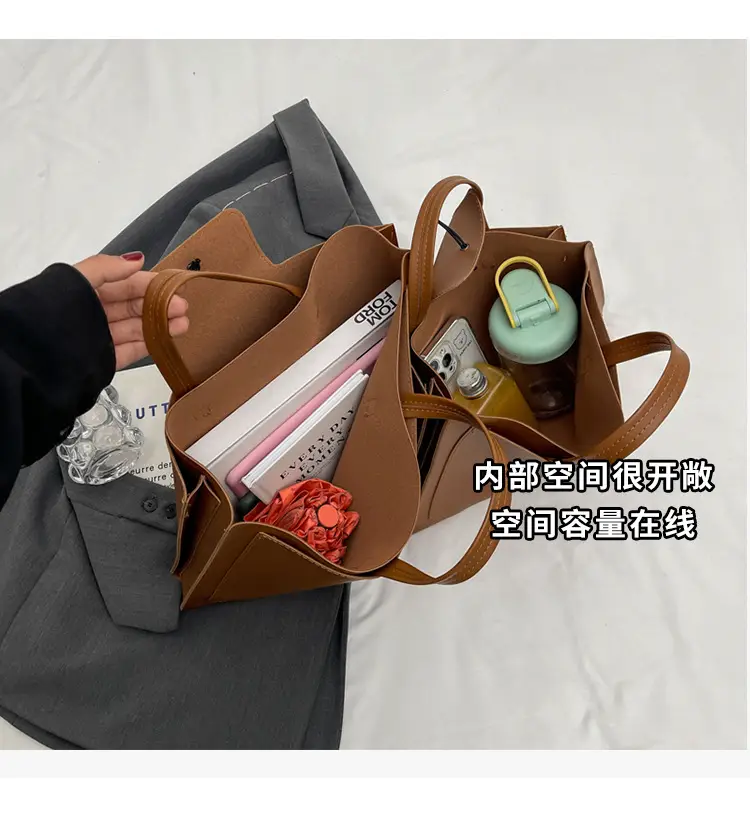 Meilade Women's 2-Piece Tan Leather Tote Bag Set — feature 16