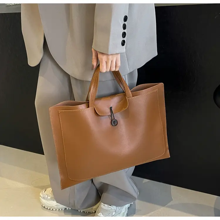 Meilade Women's 2-Piece Tan Leather Tote Bag Set — feature 24
